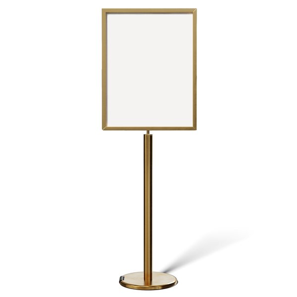 Montour Line SignFrame FloorStanding 22x28V Satin Brass PLEASE WAITHERE FSE200-2228-V-SB-PLSWAITHERE